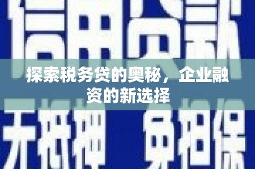 盂县探索税务贷的奥秘，企业融资的新选择