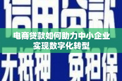 盂县电商贷款如何助力中小企业实现数字化转型