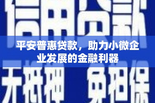 盂县平安普惠贷款，助力小微企业发展的金融利器