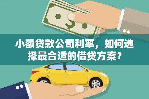 盂县小额贷款公司利率，如何选择最合适的借贷方案？